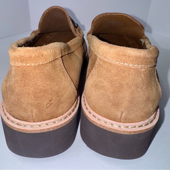 NWOB Donald J. Pliner Helio Suede Bit Buckle Detail Lug Sole Platform Loafers - Picture 4 of 9